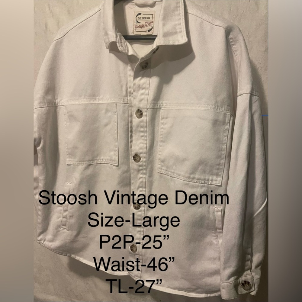 Stoosh White Denim Button Closure Jacket